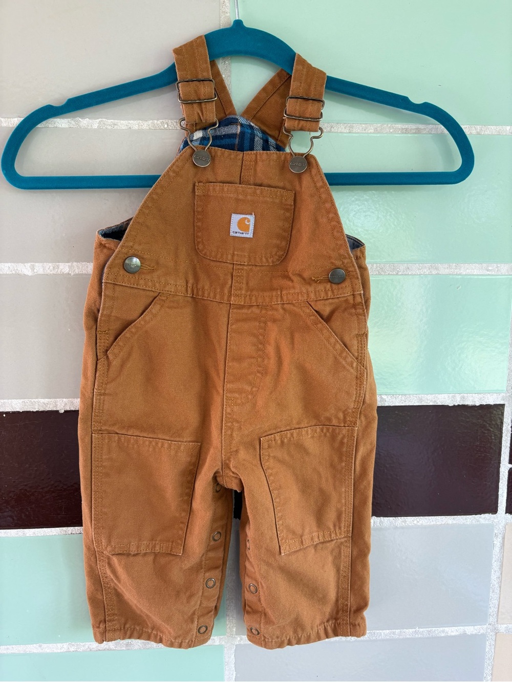 Carhartt Tan Kids Canvas Overalls with Pocket